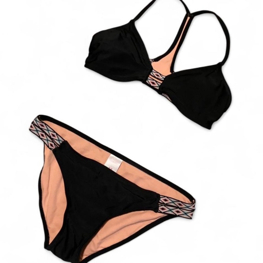 Xhilaration Family Friendly Black Bikini w Pink Accents Two Piece Swimwear - Picture 2 of 6